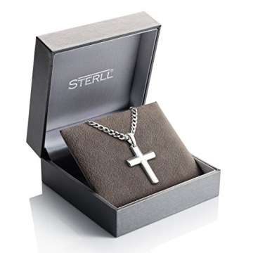 STERLL Herren Hals-Kette Silber 925 Kreuz-Anhänger aus Sterlingsilber 55cm Schmucketui Geschenke für Männer - 4