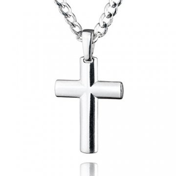 STERLL Herren Hals-Kette Silber 925 Kreuz-Anhänger aus Sterlingsilber 55cm Schmucketui Geschenke für Männer - 1