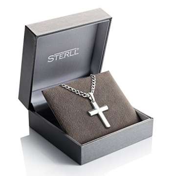 STERLL Herren Kette Echt Silber Kreuz-Anhänger aus Sterlingsilber 925 50cm Schmucketui Männer Geschenke - 6
