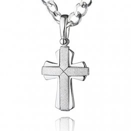 STERLL Herren Kette Sterling-Silber 925 Kreuz-Anhänger aus Sterlingsilber 60cm Geschenkverpackung Geschenkideen für Männer - 1