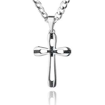 STERLL Herren Silberkette Sterlingsilber 925 Kreuz-Anhänger aus 60cm Schmucketui Partner Geschenke - 1