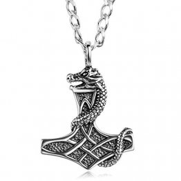 STERLL Herren Silberkette Sterlingsilber 925 Thor Wikinger Hammer Mythos Anhänger Amulett Schmucketui Kleine Geschenke - 1