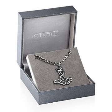 STERLL Herren Silberkette Sterlingsilber 925 Thor Wikinger Hammer Mythos Anhänger Amulett Schmucketui Kleine Geschenke - 4