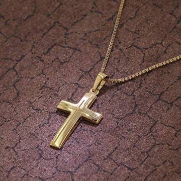 trendor Anhänger Kreuz 585 Gold (14 Karat) mit goldplattierter Kette 75125-45 45 cm - 4