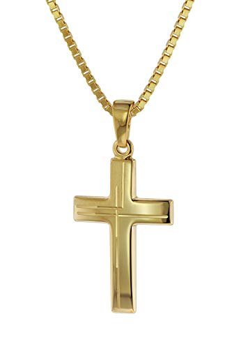 trendor Anhänger Kreuz 585 Gold (14 Karat) mit goldplattierter Kette 75125-45 45 cm - 1