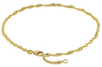 trendor Fußkettchen 333 Gold Singapur-Muster Breite 2,4 mm modischer Fußschmuck für Damen, Kette aus Echtgold, Geschenkidee für Frauen, Goldschmuck, 50507 - 1