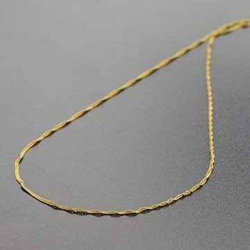 trendor Goldkette für Damen 333 Gold (8 Karat) Singapur-Muster 1,0 mm elegante goldene Halskette, wunderschöne Geschenkidee, Kette aus Echtgold 72450 45 cm - 2