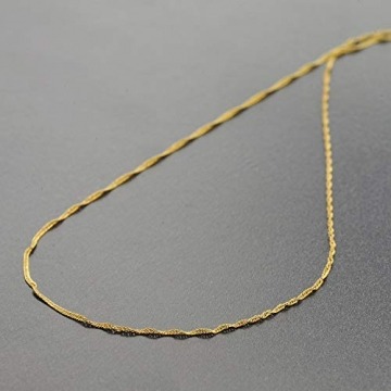 trendor Goldkette für Damen 333 Gold (8 Karat) Singapur-Muster 1,0 mm elegante goldene Halskette, wunderschöne Geschenkidee, Kette aus Echtgold 72450 45 cm - 2