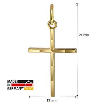 trendor Kreuz-Anhänger Gold 333 mit goldplattierter Kette Kinder Halskette, Gold Kreuz Anhänger für Jungen und Mädchen, Geschenk aus Echtgold 08492-45 45 cm - 6