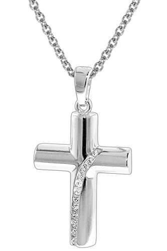 trendor Kreuz-Anhänger mit Silber-Halskette Kreuz Kette Damen, Kreuz Anhänger Silber 925, Geschenkidee, glitzernde Zirkonias 35840 - 1