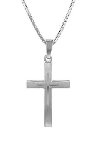 trendor Kreuz mit Kinder-Halskette Silber 925 Kinder Halskette Silber, Halskette für Mädchen und Jungen, Silberkette mit Kreuz, Kreuzkette Silber Kids 79602 - 1