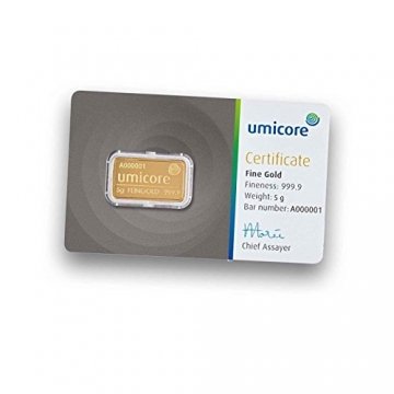 UMICORE 5g Gramm Goldbarren 999.9 - 1