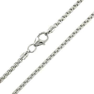 Venezianerkette 925 Sterlingsilber Rhodiniert Rund Breite 2,00mm Unisex Silberkette Halskette NEU (50 Zentimeter) - 2