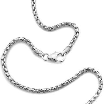 Venezianerkette 925 Sterlingsilber Rhodiniert Rund Breite 2,00mm Unisex Silberkette Halskette NEU (50 Zentimeter) - 1
