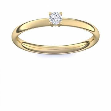 Verlobungsring 750 Goldring Diamant 0,08 Carat SI1/H + inkl. Luxusetui + - Verlbungsringe Gold Goldringe Diamant Brillant - Concinnity Amoonic Größe 60 (19.1) AM161 GG750BRFA60 - 1