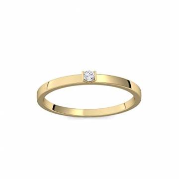 Verlobungsring Gold 585 Diamant 0,04 Carat H/si **sehr gute Qualität** +inkl. Luxusetui+ Diamantring solitär schmal dünn Goldring Diamant 585 Diamant Ring Gold Diamantring Gelbgold FF51GG585BRFA58 - 5