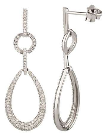 Ardeo Aurum Damen Schmuck-Set Ohrringe Anhänger Kette Collier aus 375 Gold Weißgold mit 0,38 ct Diamant Brillant - 3