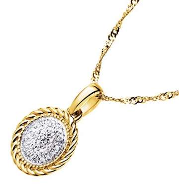 Ardeo Aurum Damen Schmuck-Set Ring Ohrringe Anhänger Kette Collier aus 375 Gold bicolor Gelbgold Weißgold mit 0,2 ct Diamant Brillant - 2