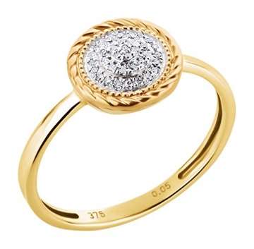Ardeo Aurum Damen Schmuck-Set Ring Ohrringe Anhänger Kette Collier aus 375 Gold bicolor Gelbgold Weißgold mit 0,2 ct Diamant Brillant - 4