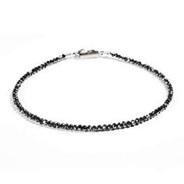 Armband aus natürlichen, echten, schwarzen Diamanten für Damen-Länge 16 cm inkl. Verschluss aus 925er Silber von GLOWYBOX Tennisarmband - 1