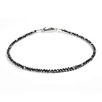 Armband aus natürlichen, echten, schwarzen Diamanten für Damen-Länge 16 cm inkl. Verschluss aus 925er Silber von GLOWYBOX Tennisarmband - 1