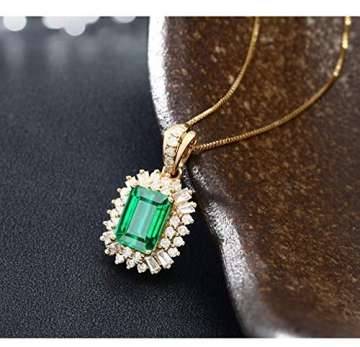 Daesar Kette Anhänger 18K Gold Damen 1.8 Ct Smaragd mit Diamant Gold Halskette für Mutter/Freundin - 6