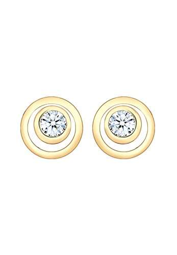 DIAMORE Ohrringe Damen Ohrstecker Kreis Layer mit Diamant Hochwertig in 585 Gelbgold - 4