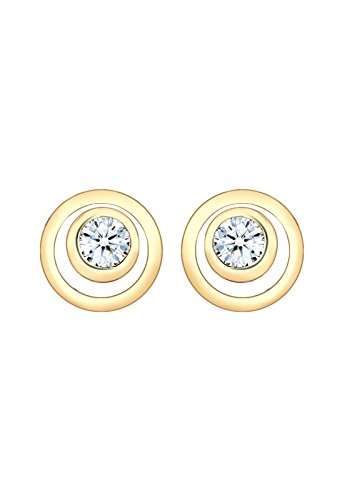 DIAMORE Ohrringe Damen Ohrstecker Kreis Layer mit Diamant Hochwertig in 585 Gelbgold - 4
