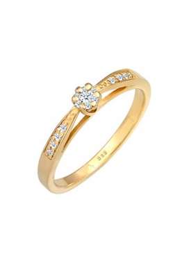 DIAMORE Ring Damen Verlobung mit Diamant (0.085 ct.) Blume in 585 Gelbgold - 1