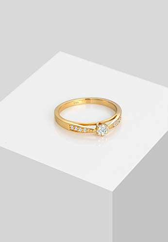 DIAMORE Ring Damen Verlobung mit Diamant (0.085 ct.) Blume in 585 Gelbgold - 7