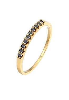 Elli PREMIUM Ring Damen Geo Schwarzer mit Diamant (0.20 ct.) in 375 Gelbgold - 1