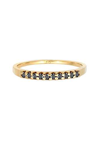 Elli PREMIUM Ring Damen Geo Schwarzer mit Diamant (0.20 ct.) in 375 Gelbgold - 2