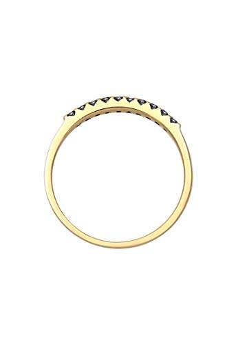 Elli PREMIUM Ring Damen Geo Schwarzer mit Diamant (0.20 ct.) in 375 Gelbgold - 3