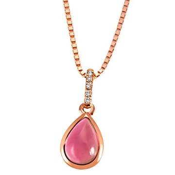 Goldmaid Damen-Kette mit Anhänger Turmalin 585 Rotgold Turmaline pink Tropfenschliff Diamant (0.02 ct) Schmuck Diamantkette - 1