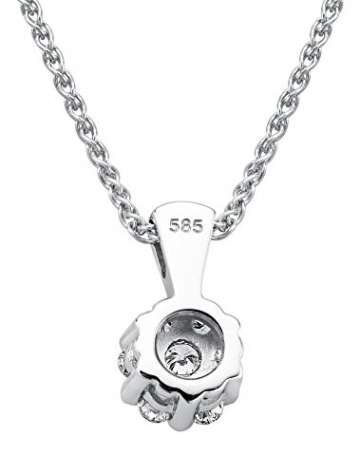 Juwelier Gelber Diamant Anhänger Blüten Fassung 0.25ct Lupenrein mit Zopfkette in Weißgold - 4
