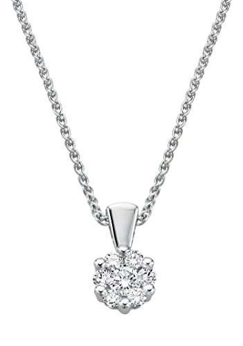Juwelier Gelber Diamant Anhänger Blüten Fassung 0.25ct Lupenrein mit Zopfkette in Weißgold - 1