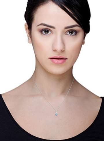 Miore Halskette für Damen aus 9 kt 375 Weißgold 45 cm Kette mit Herz Anhänger aus Blauer Topas 0.50 ct mit Diamant Brillianten - 6