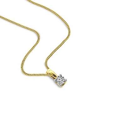 Miore Kette Damen 0.03 Ct Diamant Halskette mit Anhänger Solitär Diamant Brillant Kette aus Gelbgold 9 Karat / 375 Gold, Halsschmuck 45 cm lang - 3