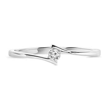 Miore Ring Damen 0.05 Ct Solitär Diamant Verlobungsring aus Weißgold 14 Karat / 585 Gold, Schmuck - 2