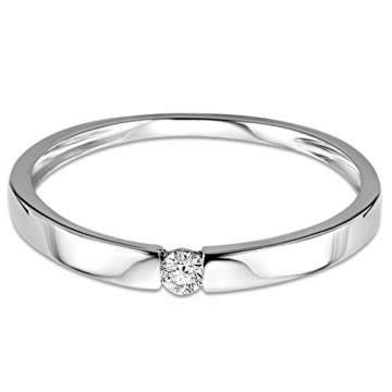 Miore Ring Damen 0.05 Ct Solitär Diamant Verlobungsring aus Weißgold 9 Karat / 375 Gold, Schmuck - 2