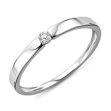 Miore Ring Damen 0.05 Ct Solitär Diamant Verlobungsring aus Weißgold 9 Karat / 375 Gold, Schmuck - 1