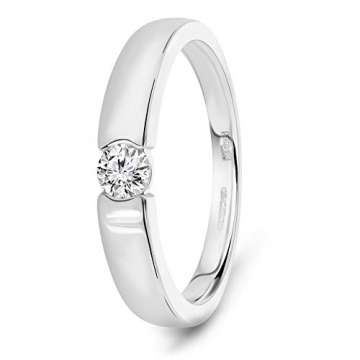 Miore Ring Damen 0.13 Ct Solitär Diamant Verlobungsring aus Weißgold 14 Karat / 585 Gold, Schmuck - 1