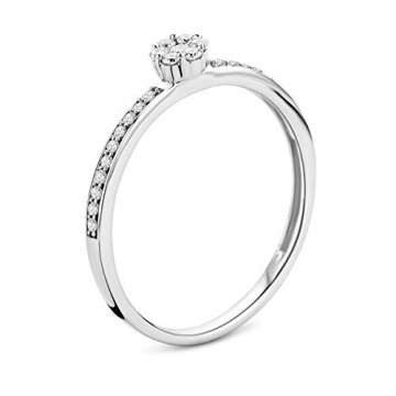 Miore Ring Damen Diamant Verlobungsring Weißgold 9 Karat / 375 Gold Diamanten Brillanten 0.15 Ct, Schmuck - 2