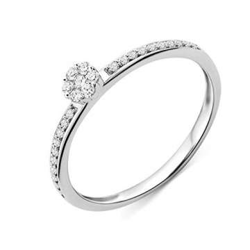 Miore Ring Damen Diamant Verlobungsring Weißgold 9 Karat / 375 Gold Diamanten Brillanten 0.15 Ct, Schmuck - 1
