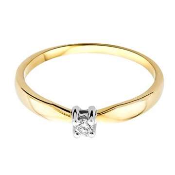 Miore Ring Damen Solitär Diamant Verlobungsring Bicolor Gelbgold und Weißgold 14 Karat / 585 Gold Diamant Brillant 0.06 Ct, Schmuck - 2