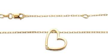 Miore Schmuck Damen 0.01 Ct Diamant Halskette mit Kettenanhänger Herz mit Diamant Brillant Kette aus Gelbgold 18 Karat / 750 Gold - 3