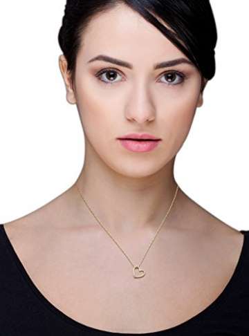 Miore Schmuck Damen 0.01 Ct Diamant Halskette mit Kettenanhänger Herz mit Diamant Brillant Kette aus Gelbgold 18 Karat / 750 Gold - 5