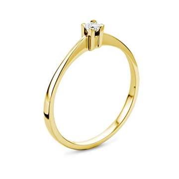 Miore Schmuck Damen 0.07 Ct Solitär Diamant Verlobungsring Ring aus Gelbgold 18 Karat / 750 Gold (56) - 3
