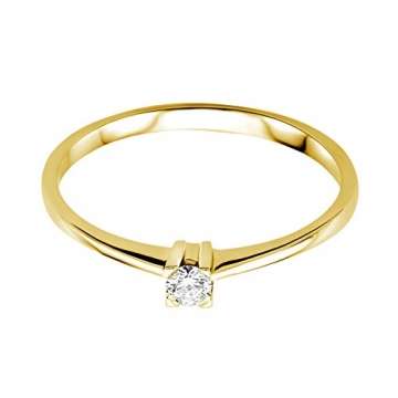 Miore Schmuck Damen 0.07 Ct Solitär Diamant Verlobungsring Ring aus Gelbgold 18 Karat / 750 Gold (56) - 4