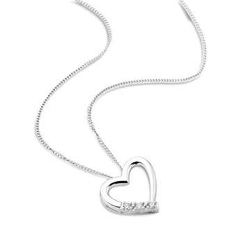 Orovi Damen Diamant Kette Weißgold, Halskette mit Herz-Anhänger 14 Karat (585) Gold und Diamanten Brillanten 0.08 Ct, 45 cm lang - 5
